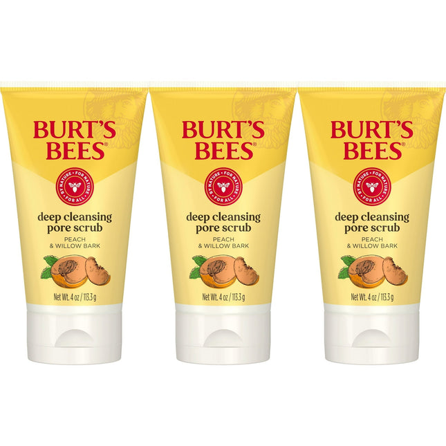 Burt’s Bees Deep Cleansing Pore Scrub with Peach and Willow Bark 4oz (3 Pack) - Personal Care > Skin Exfoliators &