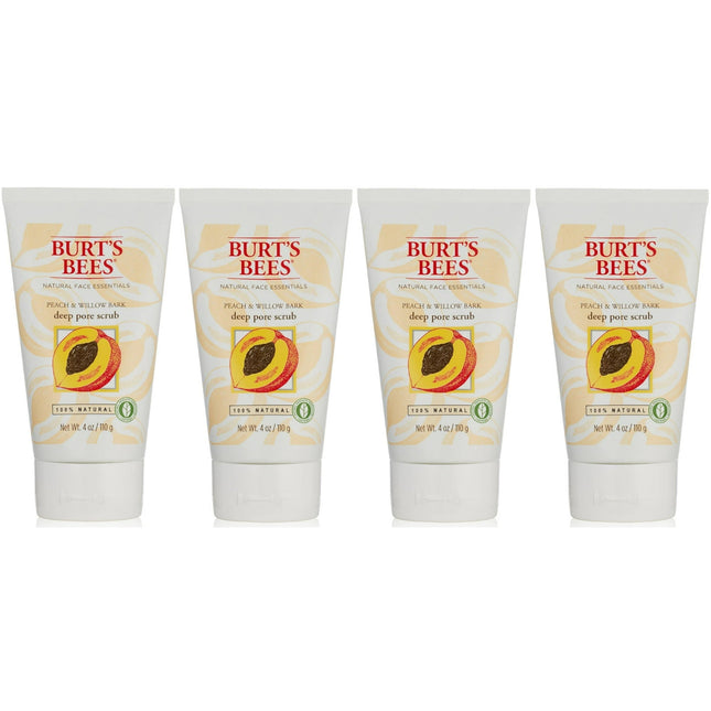 Burt’s Bees Deep Cleansing Pore Scrub with Peach and Willow Bark 4oz (4 Pack) - Personal Care > Skin Exfoliators &