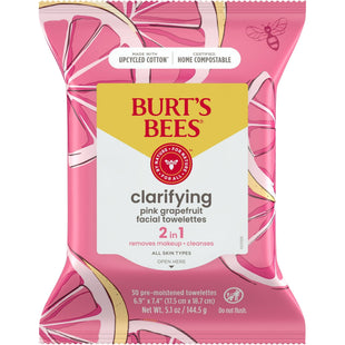 Burt’s Bees Facial Cleansing Towelettes Oily Skin Pink Grapefruit 30ct (3 Pack) - Personal Care > Cleansers & Toners