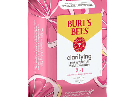 Burt’s Bees Facial Cleansing Towelettes Oily Skin Pink Grapefruit 30ct (3 Pack) - Personal Care > Cleansers & Toners