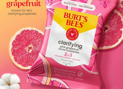 Burt’s Bees Facial Cleansing Towelettes Oily Skin Pink Grapefruit 30ct (6 Pack) - Personal Care > Cleansers & Toners