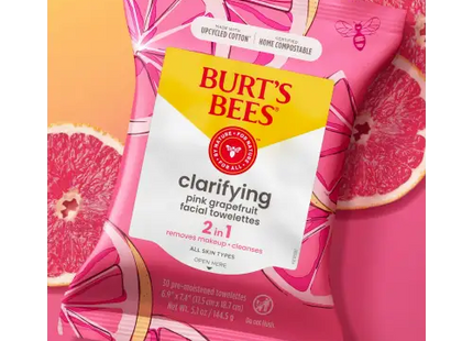 Burt’s Bees Facial Cleansing Towelettes Oily Skin Pink Grapefruit 30ct (4 Pack) - Personal Care > Cleansers & Toners