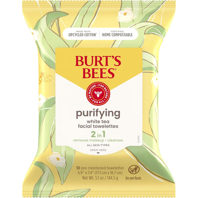 Burt’s Bees Facial Cleansing Towelettes with White Extract 30ct (2 Pack) - Personal Care > Skin Cleansers & Toners