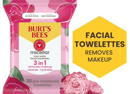 Burt’s Bees Micellar Facial Towelettes With Rose Water 30ct (2 Pack) - Personal Care > Skin Cleansers & Toners