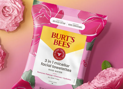 Burt’s Bees Micellar Facial Towelettes With Rose Water 30ct (2 Pack) - Personal Care > Skin Cleansers & Toners