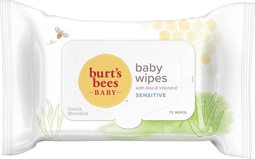 Burt’s Bees Natural Baby Wipes for Sensitive Skin Unscented 72ct (6 Pack) - & Toddler > Diapering