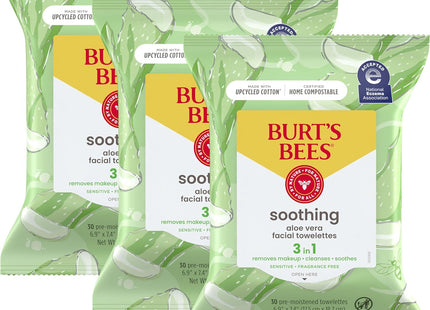 Burt’s Bees Soothing Facial Towelettes With Aloe Vera 30ct (3 Pack) - Personal Care > Skin Cleansers & Toners