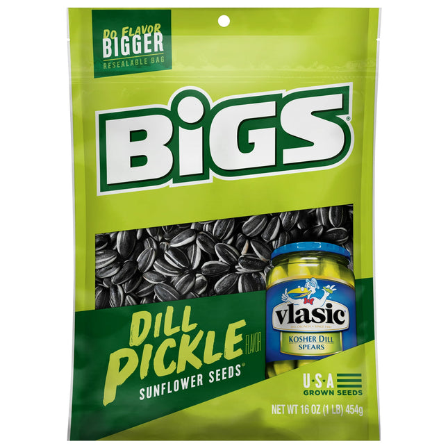 Bigs Vlasic Dill Pickle Sunflower Seeds, Keto Friendly Snack, Low Carb Lifestyle, 16 Ounce (Pack Of 1)