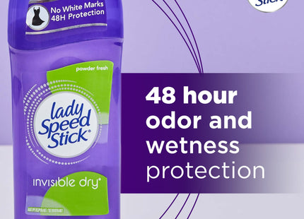 Lady Speed Stick Invisible Dry, Underarm Antiperspirant Deodorant, Powder Fresh Scent, 1.4 Ounce (Pack Of 1)