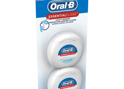 Essential Oral-B Essential Floss, Cavity Defense, Mint Waxed, Dental Floss, 50 M 2 Count (Pack Of 12)