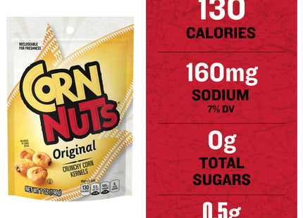 CORN NUTS Original Crunchy Corn Kernels Snack, Ready-to-Eat, Shelf-Stable, Resealable For Freshness, 7 Ounce (Pack Of 6)