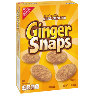 NABISCO Real Ginger Snaps Cookies, Ginger Old Fashioned Cookies, Crunchy Snack, 16 Ounce (Pack Of 24)