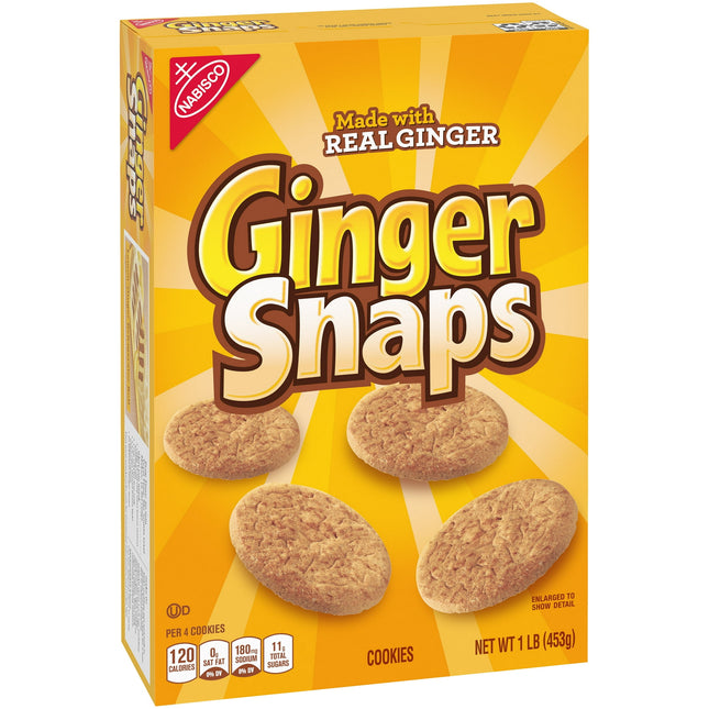 NABISCO Real Ginger Snaps Cookies, Ginger Old Fashioned Cookies, Crunchy Snack, 16 Ounce (Pack Of 2)