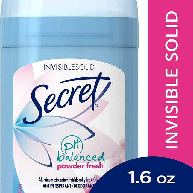 Secret Invisible Solid, Antiperspirant Deodorant Stick, Powder Fresh Scent, 1.6 Ounce (Pack Of 8)