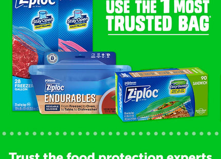 Ziploc Brand Storage Snack Bags, with Grip ’n Seal Technology, 90 count (Pack Of 1)