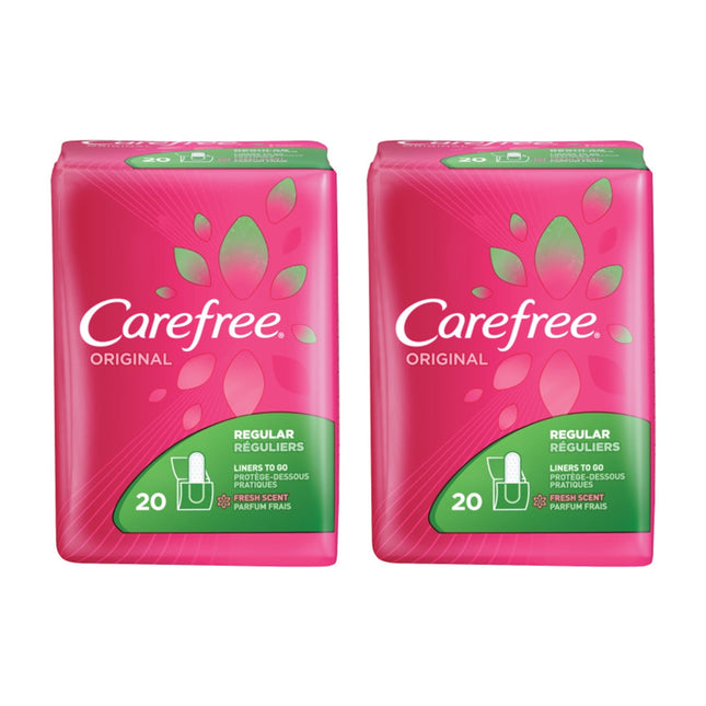 Carefree Original Regular To Go Pantiliners Wrapped Fresh Scent 20ct (2 Pack) - Personal Care > Feminine