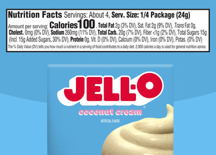 Jell-O Coconut Cream, Artificially Flavored, Instant Pudding & Pie Filling Mix, No Artificial Sweeteners, 3.4 Ounce (Pack Of 4)