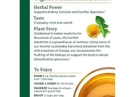 Traditional Medicinals Tea, Organic Dandelion, Leaf and Root Herbal Tea, 16 Count (Pack Of 3)