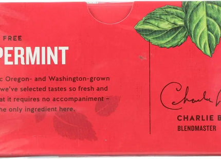 a close up of a box of peppermint tea on a white background