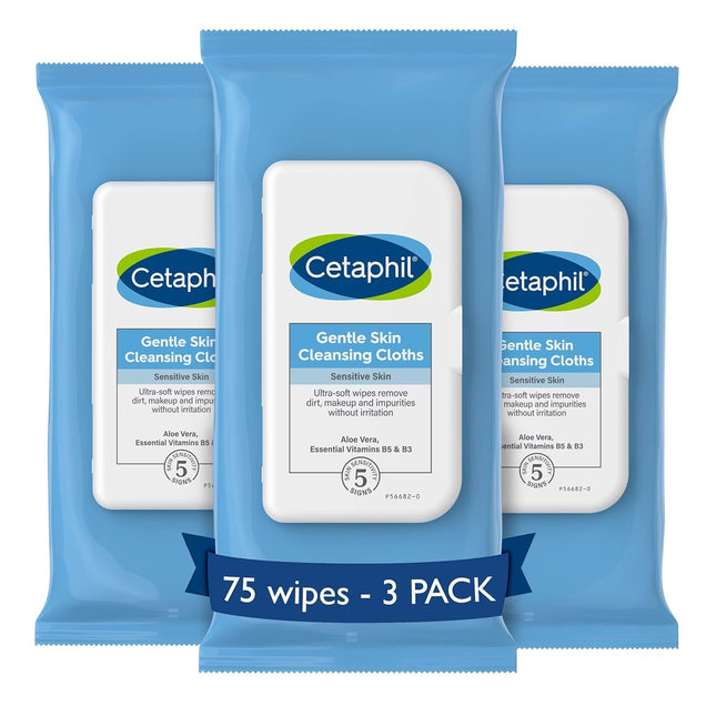 Cetaphil Gentle Skin Cleansing Body Wipes Fragrance Free 25ct (3 Pack) - Personal Care > Cleansers & Toners