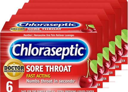 Chloraseptic Fast Acting Soar Throat Lozenges Cherry Flavor 18ct (12 Pack) - Health Care > Coughing & Sore Throats