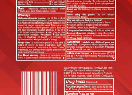 Chloraseptic Fast Acting Soar Throat Lozenges Cherry Flavor 18ct - Health Care > Coughing & Sore Throats Cough Cold Flu