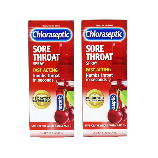 Chloraseptic Sore Throat Spray Pocket Pump Cherry Flavor 0.67oz (2 Pack) - Health Care > Coughing & Throats Cough Cold