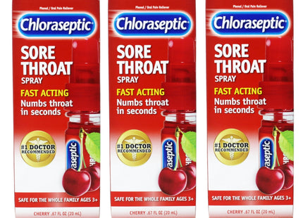 Chloraseptic Sore Throat Spray Pocket Pump Cherry Flavor 0.67oz (4 Pack) - Health Care > Coughing & Throats Cough Cold