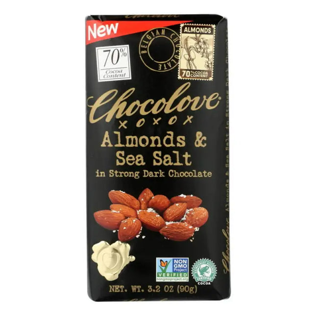 Chocolove Xoxox Almonds & Sea Salt In Strong Dark Chocolate, 3.2 OZ