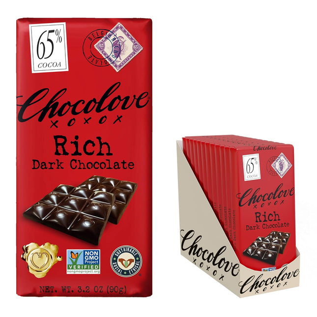 Chocolove Xoxox Premium Chocolate Bar Dark Rich 3.2 Oz (12 Pack) - Food & Beverages > Sweets Assortments