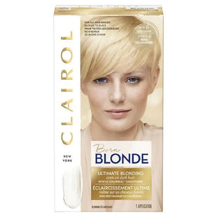 a close up of a box of blonde hair dye