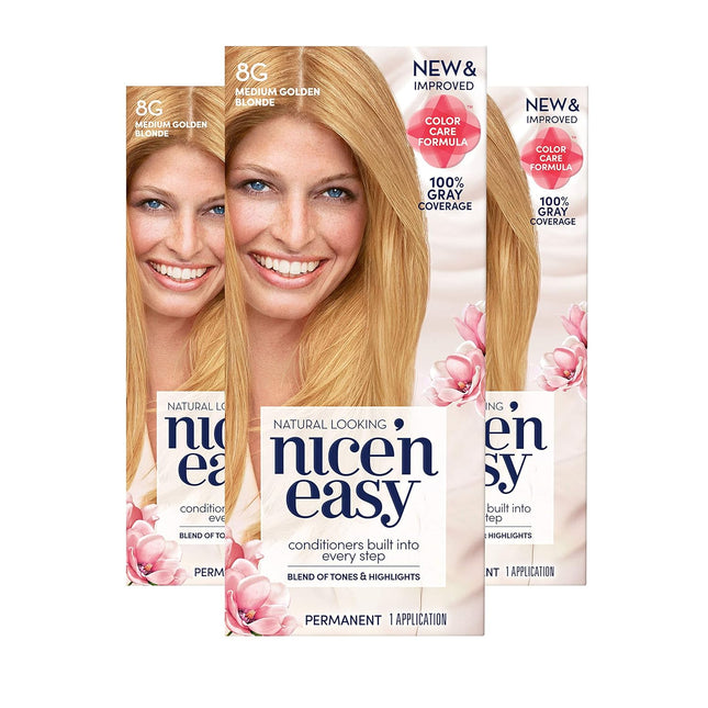 Clairol Nice’n Easy Permanent Dye 8G Medium Golden Blonde HairColor (3 Pack) - Personal Care > Hair & Styling Color