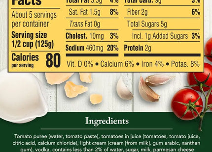 a nutrition label with ingredients for a healthy meal