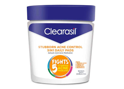 Clearasil Stubborn Acne Control 5in1 Daily Facial Cleansing Pads 90ct (3 Pack) - Personal Care > Skin & Blemish