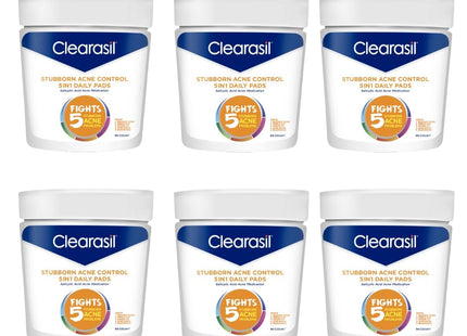 Clearasil Stubborn Acne Control 5in1 Daily Facial Cleansing Pads 90ct (4 Pack) - Personal Care > Skin & Blemish