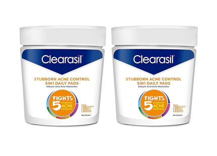 Clearasil Stubborn Acne Control 5in1 Daily Facial Cleansing Pads 90ct - Personal Care > Skin & Blemish Treatments