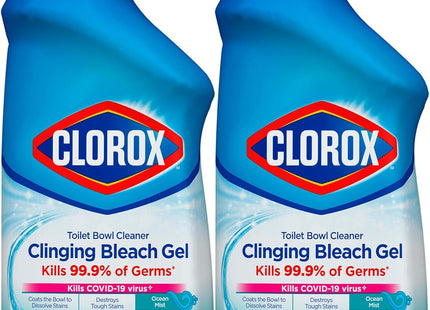 Clorox Toilet Bowl Cleaner Clinging Bleach Gel Cool Wave Scent 24 Floz (12 Pack) - Household Supplies > Cleaning