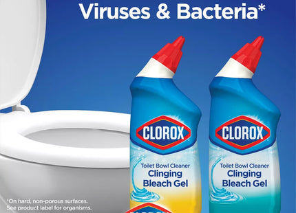 Clorox Toilet Bowl Cleaner Clinging Bleach Gel Cool Wave Scent 24 Floz (2 Pack) - Household Supplies > Cleaning Products