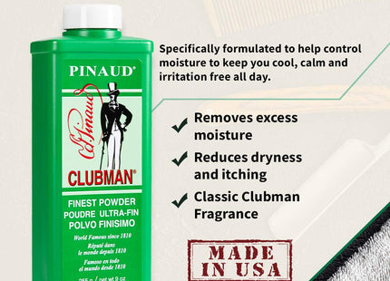 Clubman Pinaud Finest Deodorizing Powder Talc Talco Ultra-Fin 9oz (12 Pack) - Personal Care > Skin Body Powders