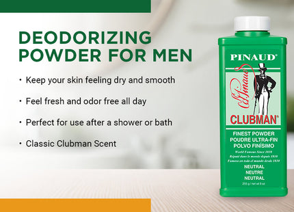 Clubman Pinaud Finest Deodorizing Powder Talc Talco Ultra-Fin 9oz - Personal Care > Skin Body Powders