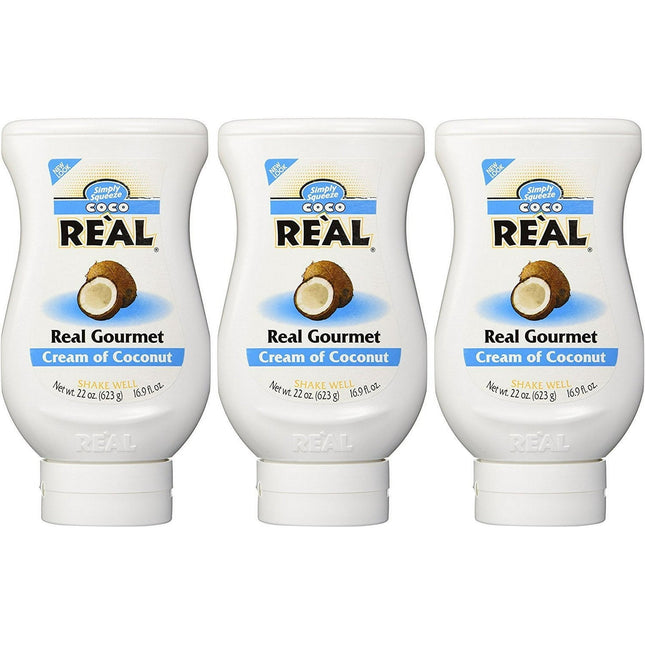 Coco Real Gourmet Cream of Coconut Squeezable Bottle 16.9 FLoz (3 Pack) - Food & Beverages > Condiments Sauces Milk