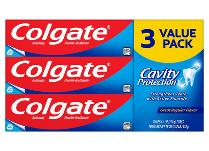 Colgate Cavity Protection Active Fluoride Toothpaste Regular 2.5oz (3 Pack) - Personal Care > Oral