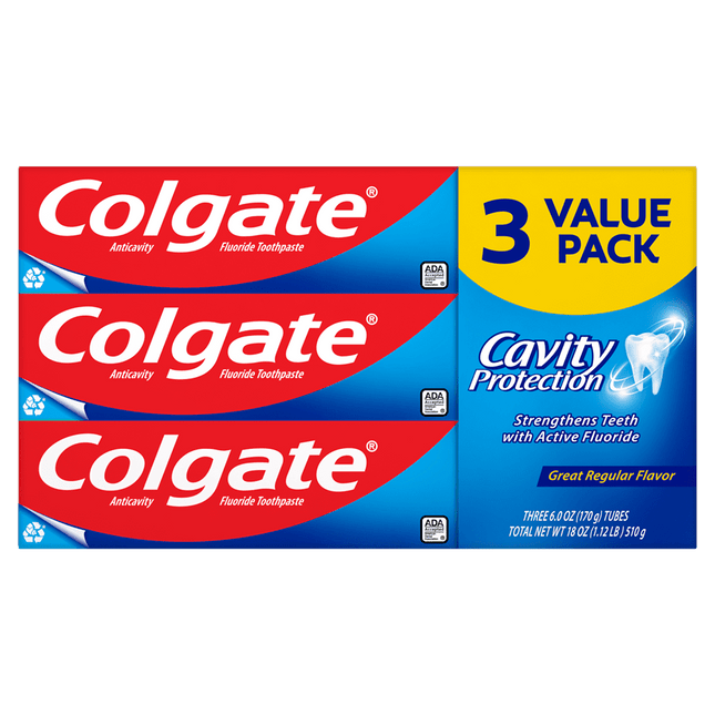 Colgate Cavity Protection Active Fluoride Toothpaste Regular 2.5oz (3 Pack) - Personal Care > Oral