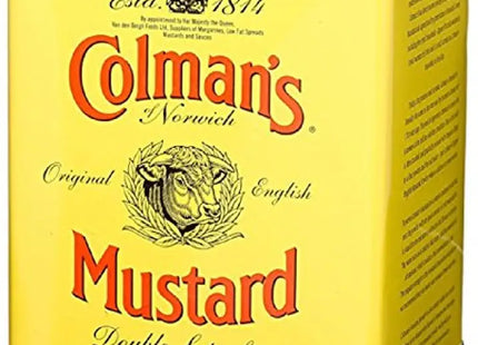 a close up of a tin of mustard on a white background