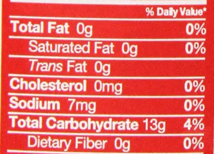 a close up of a nutrition label on a red background