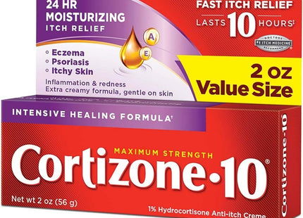Cortizone 10 Intensive Healing Hydrocortisone Anti Itch Cream 2oz (3 Pack) - Health Care > First Aid Ointments Creams &