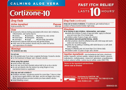 Cortizone 10 Max-Strength Aloe Hydrocortisone Anti-Itch Creme 1oz - Personal Care > Skin Ointments Creams & Oils