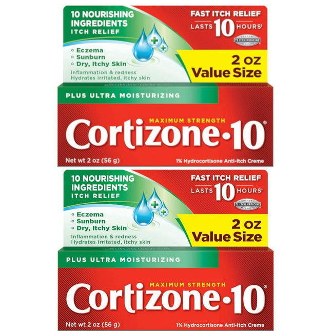 Cortizone-10 Plus Maximum Strength Anti-Itch Moisturizers Creme 2oz (2 Pack) - Health Care > First Aid Ointments Creams