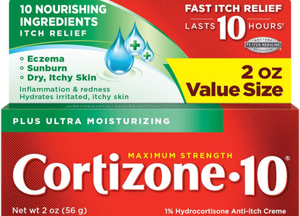 Cortizone-10 Plus Maximum Strength Anti-Itch Moisturizers Creme 2oz (2 Pack) - Health Care > First Aid Ointments Creams
