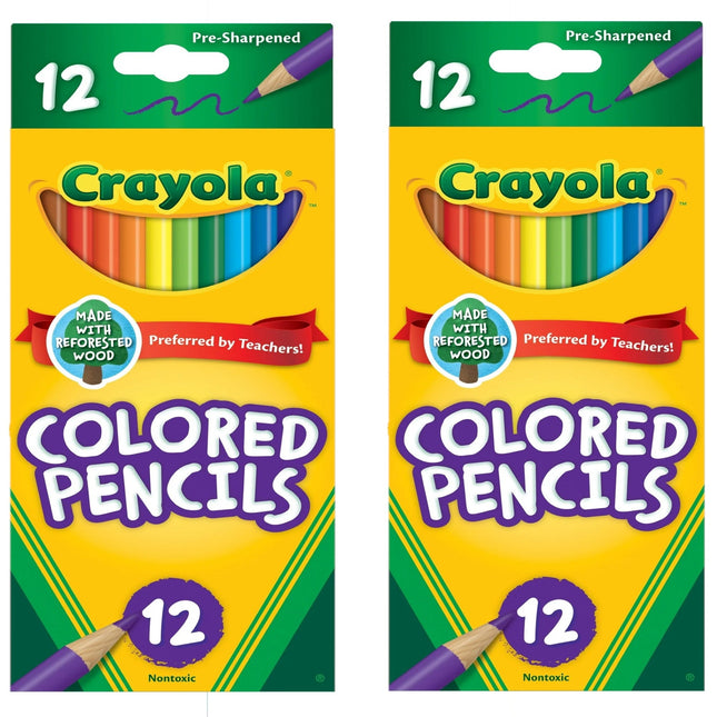 Crayola Long Barrel Colored Woodcase Pencils Assorted Colors 12ct (2 Pack) - Collectibles & Art > Drawing Painting Pens